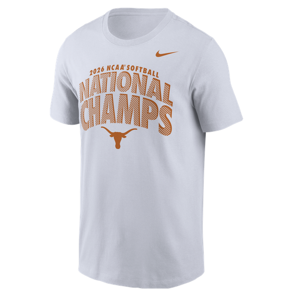 Men’s Nike White Texas Longhorns 2026 NCAA Softball Women’s College World Series National Champions T-Shirt