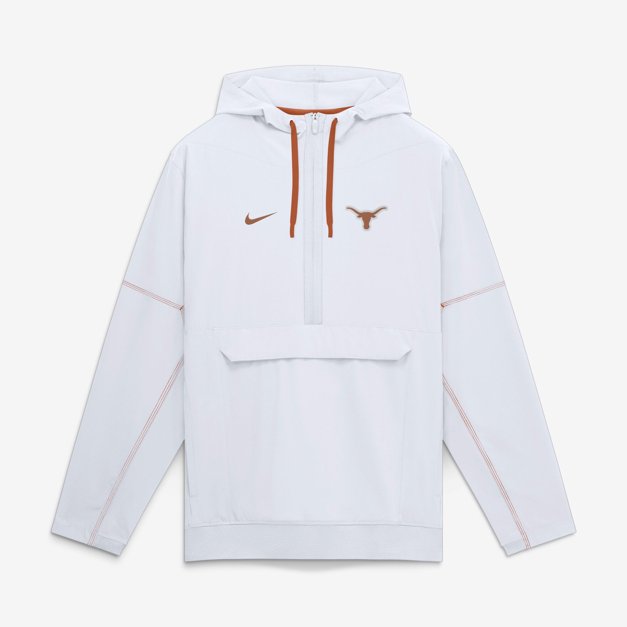 Men's Nike White Texas Longhorns 2026 Sideline Anorak Half-Zip Hooded Jacket