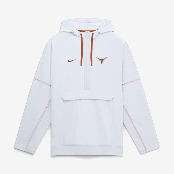 Men’s Nike White Texas Longhorns 2026 Sideline Anorak Half-Zip Hooded Jacket