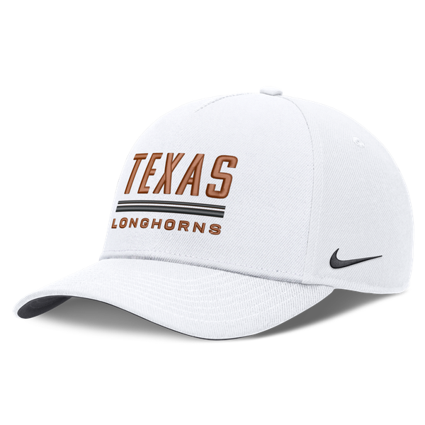 Men’s Nike White Texas Longhorns 2026 Sideline Dri-FIT Rise Adjustable Hat