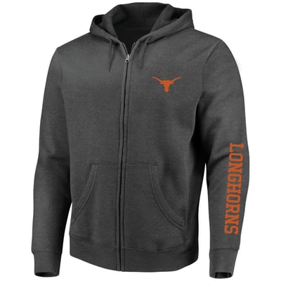 Texas Longhorns Profile Big & Tall Full-Zip Hoodie - Heather Charcoal