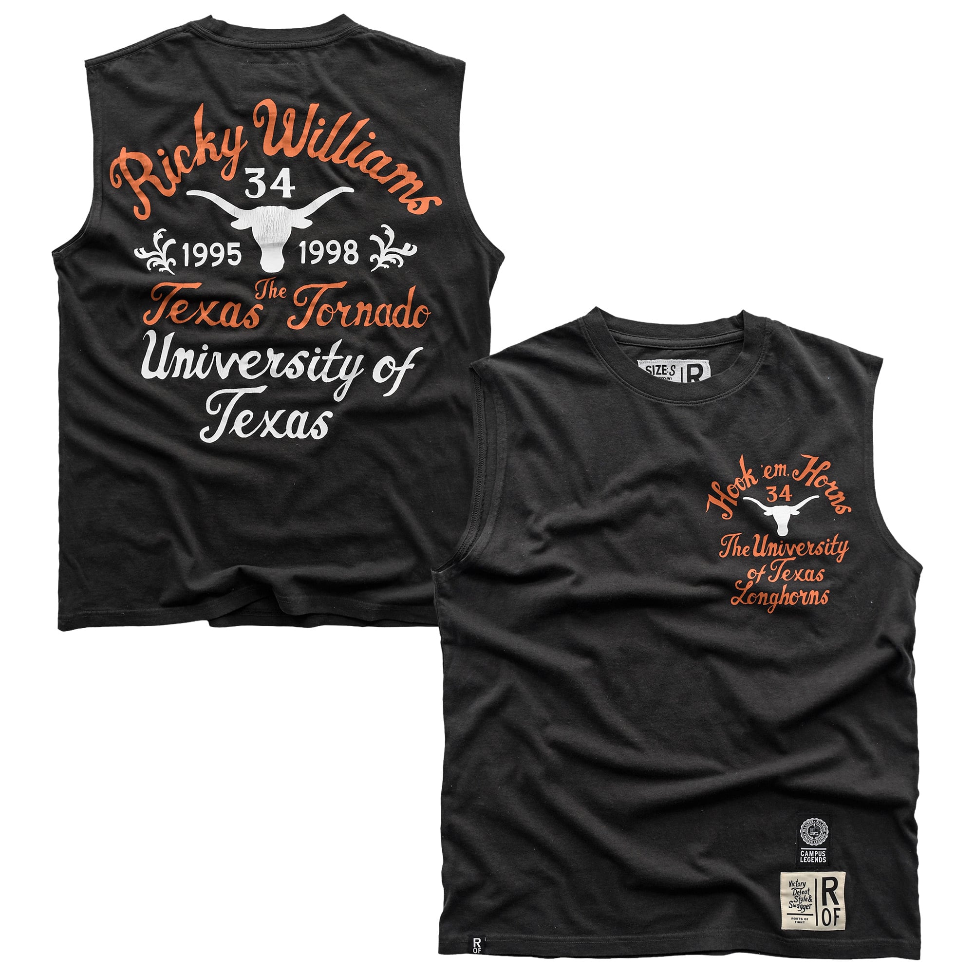 Men's Roots of Fight x Texas Longhorns Ricky Williams Black Muscle Tank Top
