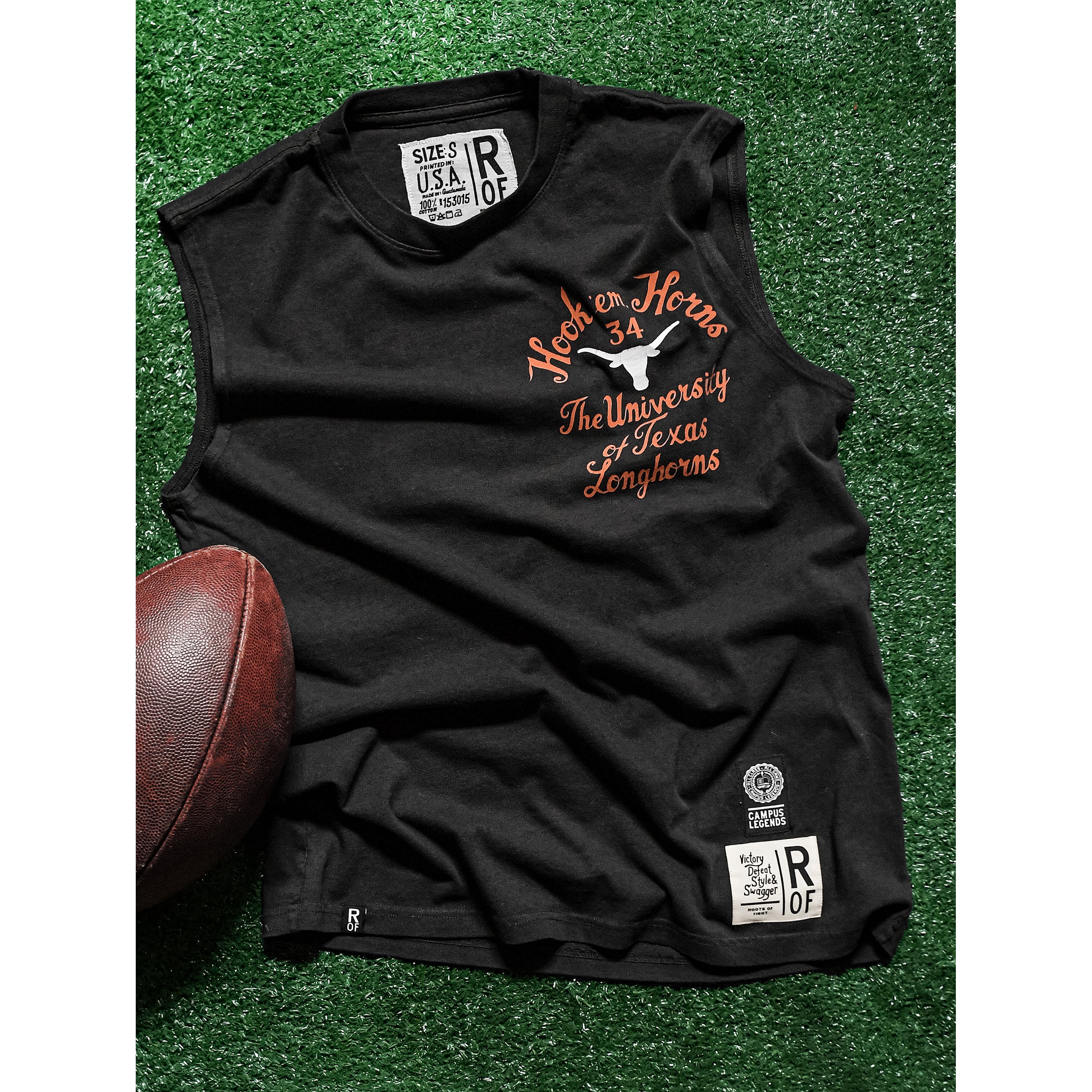 Men's Roots of Fight x Texas Longhorns Ricky Williams Black Muscle Tank Top