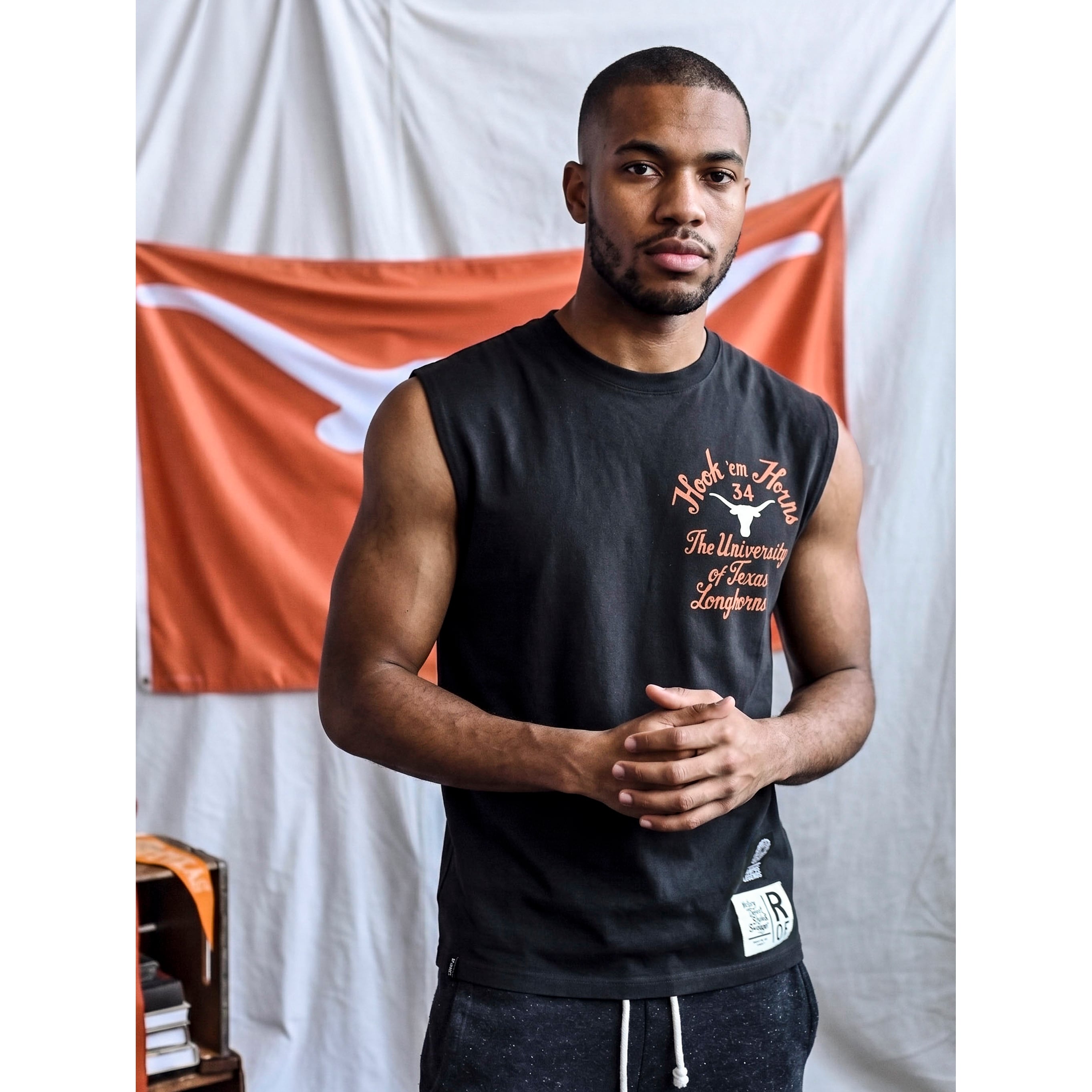 Men's Roots of Fight x Texas Longhorns Ricky Williams Black Muscle Tank Top