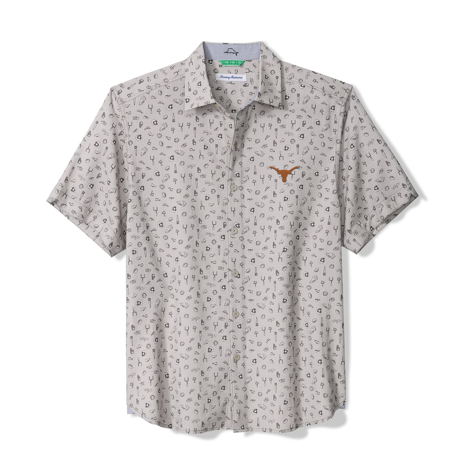 Men's Tommy Bahama Gray Texas Longhorns Playa Playbook Camp IslandZone Button-Up Shirt
