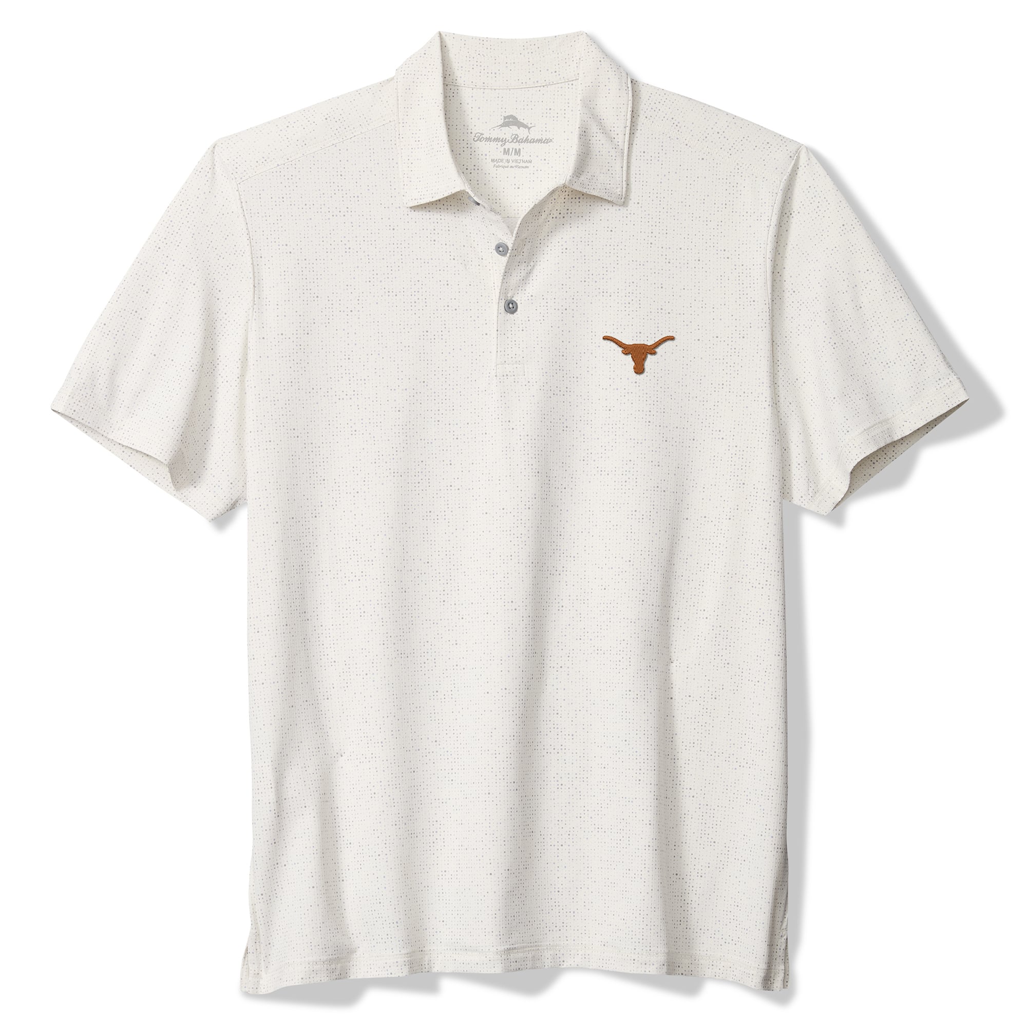 Polo Tommy Bahama blanc pour homme, Texas Longhorns Palm Dunes IslandZone