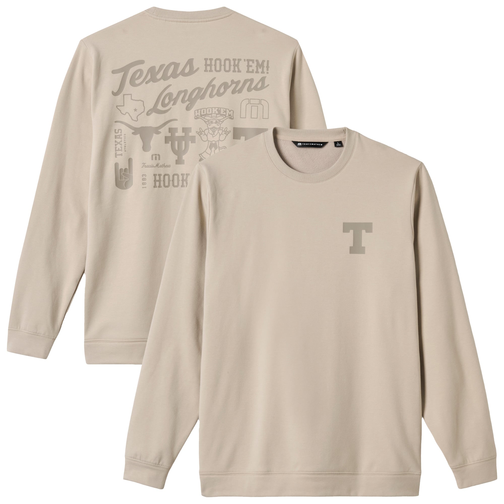 Sweat-shirt en polaire tri-blend beige TravisMathew Texas Longhorns Campus Hero pour homme