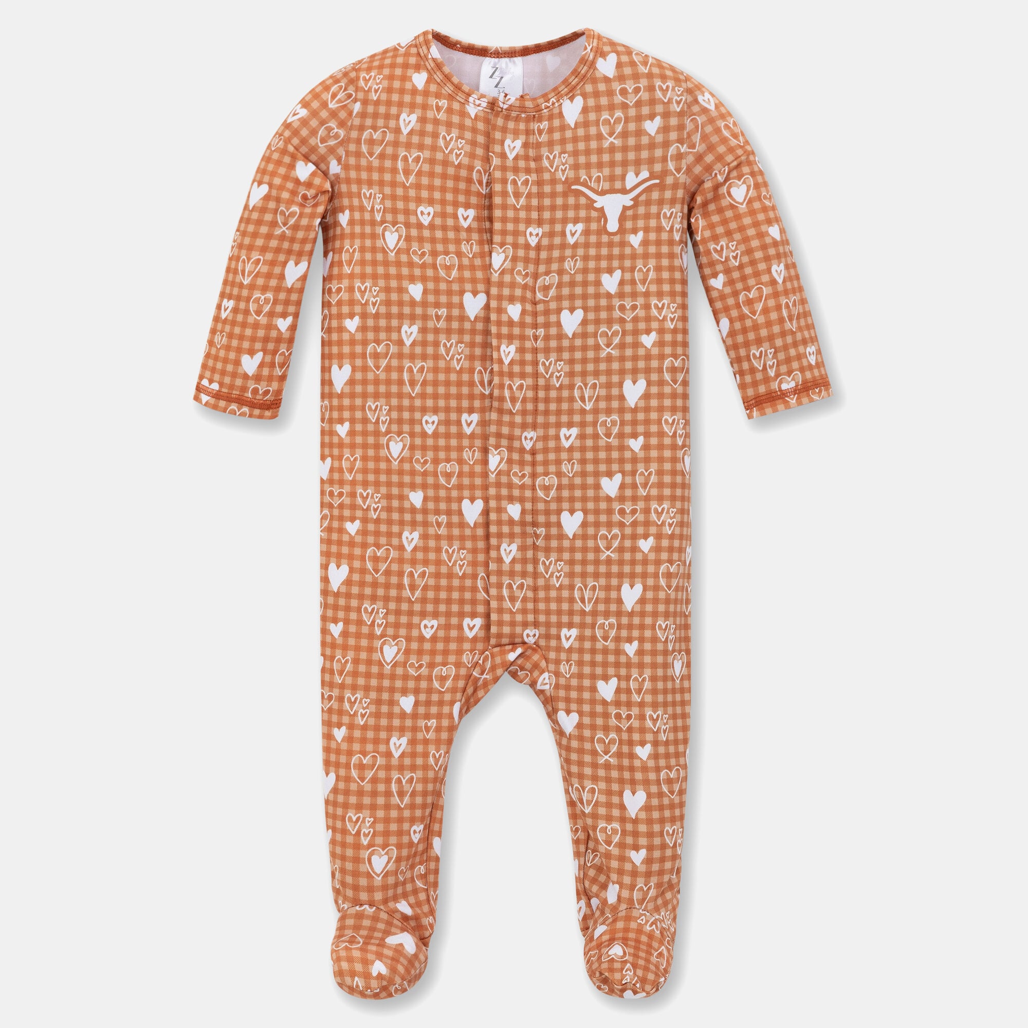 Newborn & Infant ZooZatz Texas Orange Longhorns Hearts Magnetic Closure Sleeper