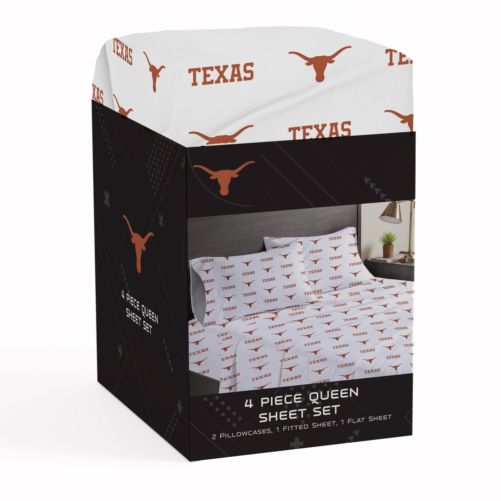 Pegasus Texas Longhorns Four-Piece Queen Sheet Set
