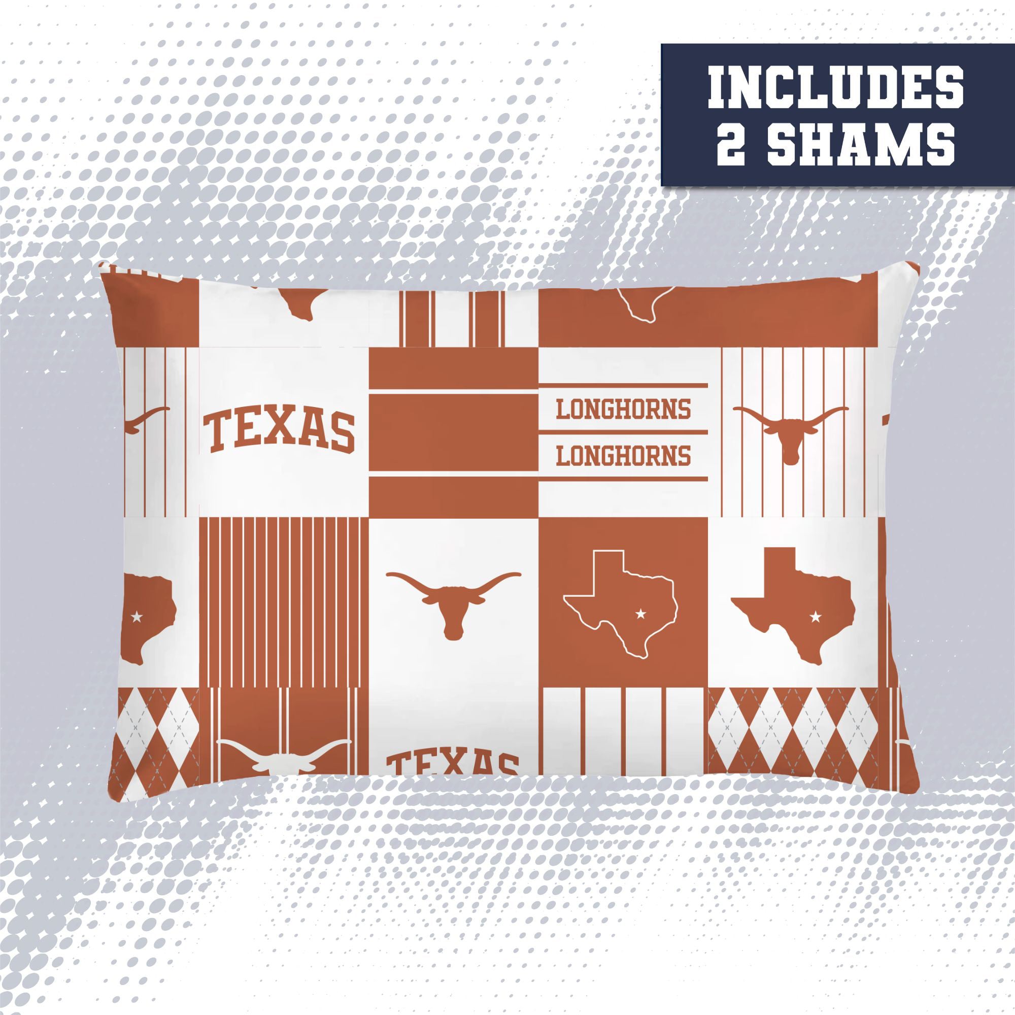 Pegasus Texas Longhorns Patchwork Plaid Three-Piece Full/Queen Bed in a Bag Set