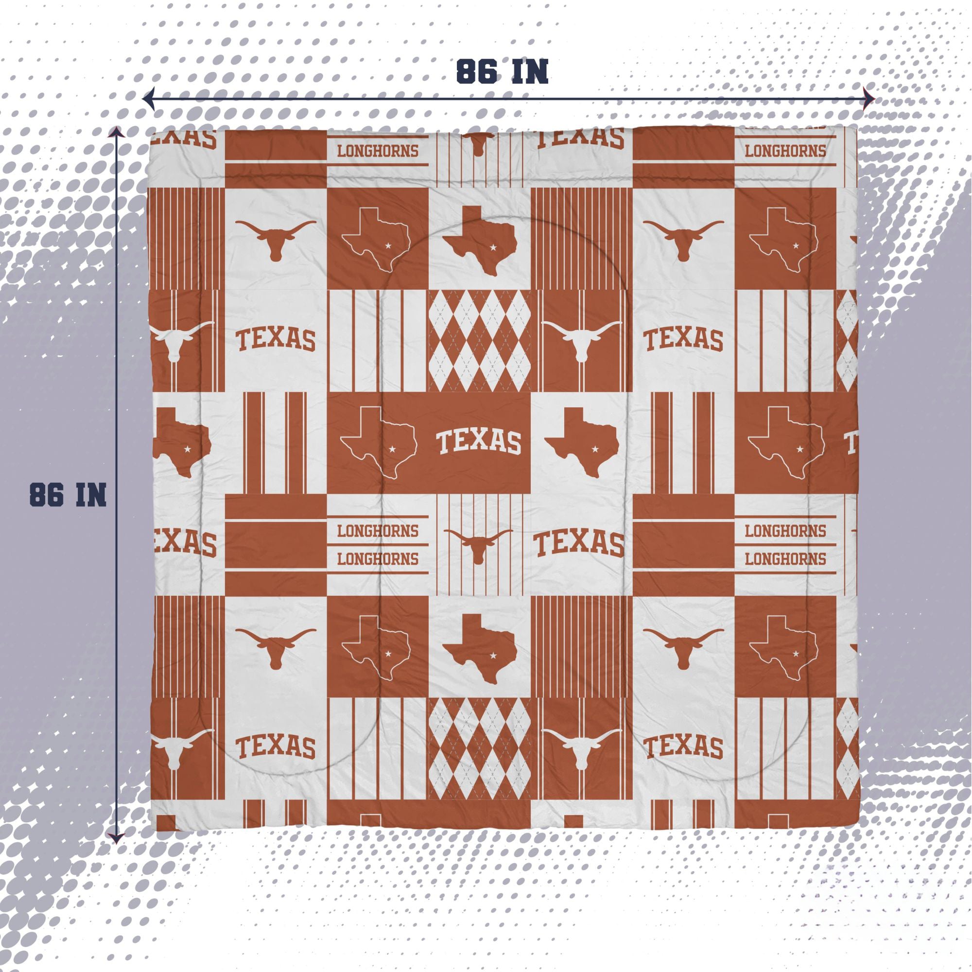Pegasus Texas Longhorns Patchwork Plaid Three-Piece Full/Queen Bed in a Bag Set