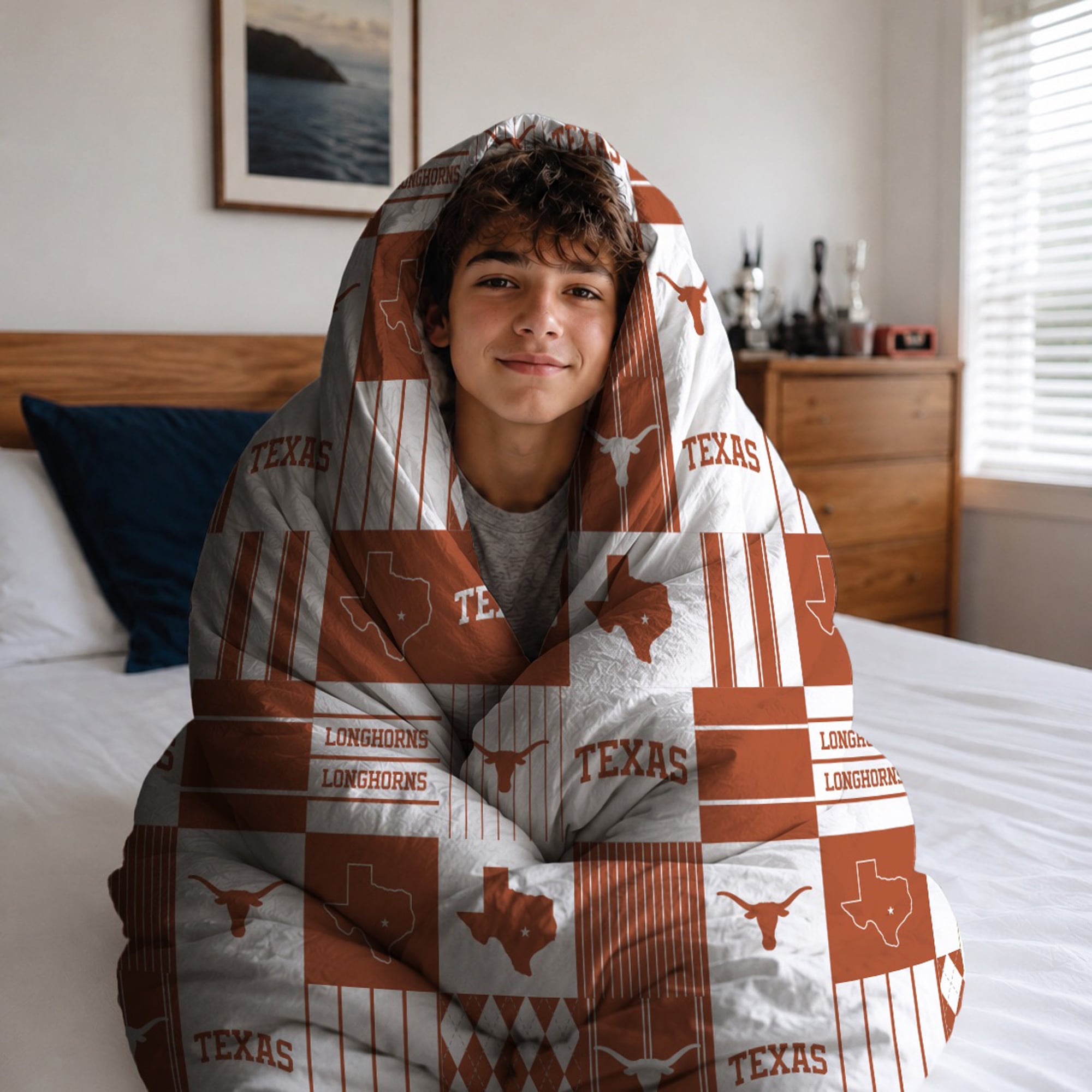 Pegasus Texas Longhorns Patchwork Plaid Two-Piece Twin/Twin XL Bed in a Bag Set