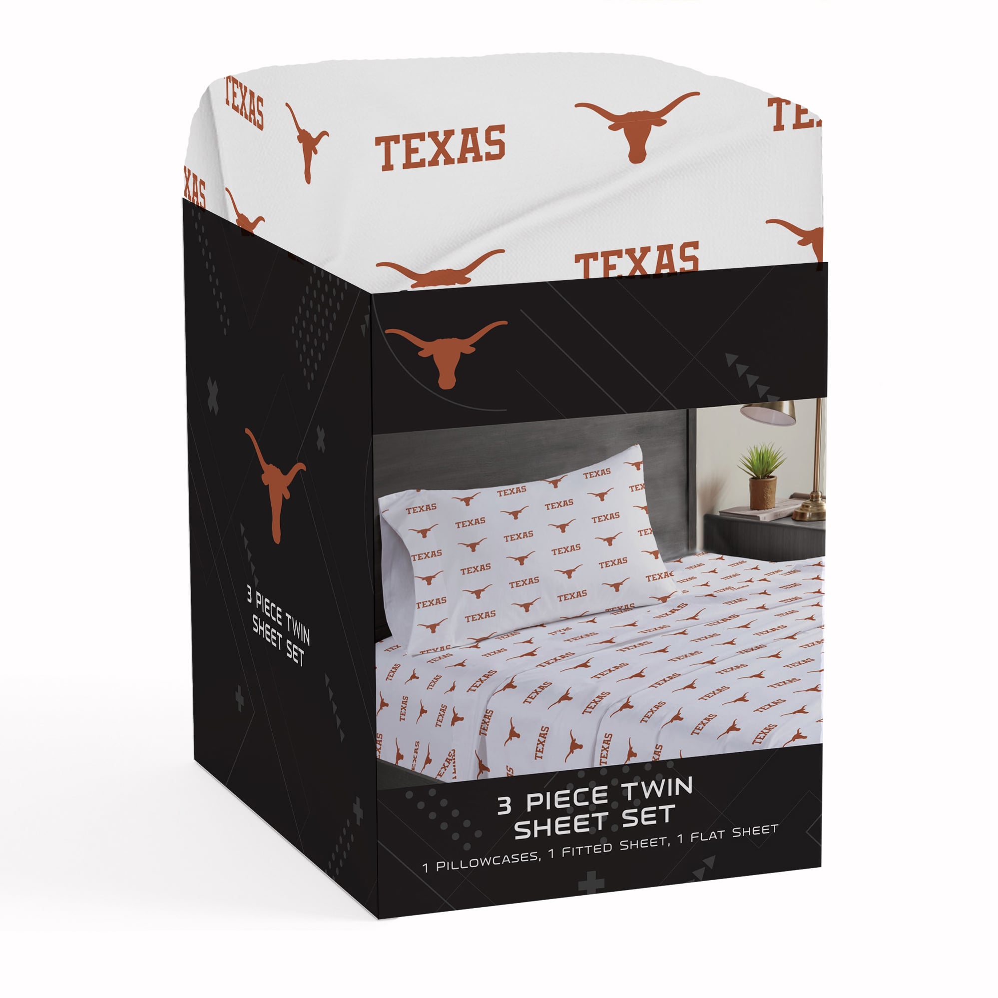 Pegasus Texas Longhorns Three-Piece Twin Sheet Set