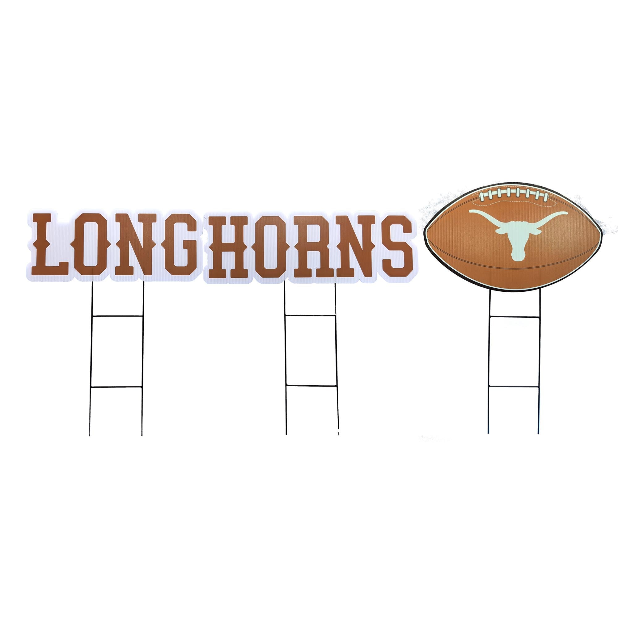 Pegasus Texas Longhorns Wordmark and Football Three-Piece Yard Sign Set