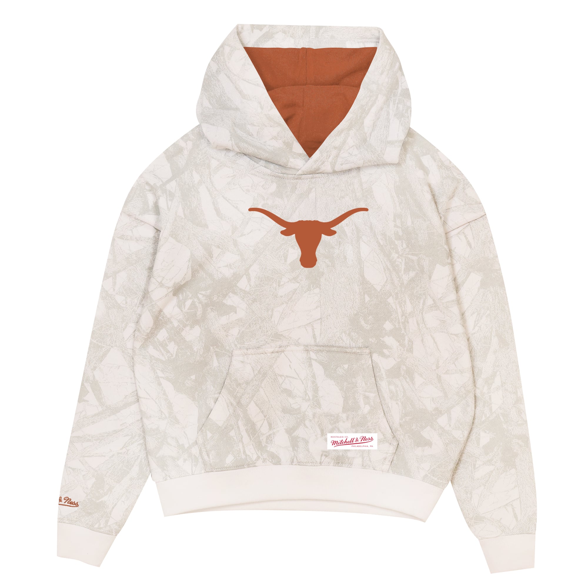 Preschool Mitchell & Ness White Texas Longhorns Ghosted Pop Over Hoodie