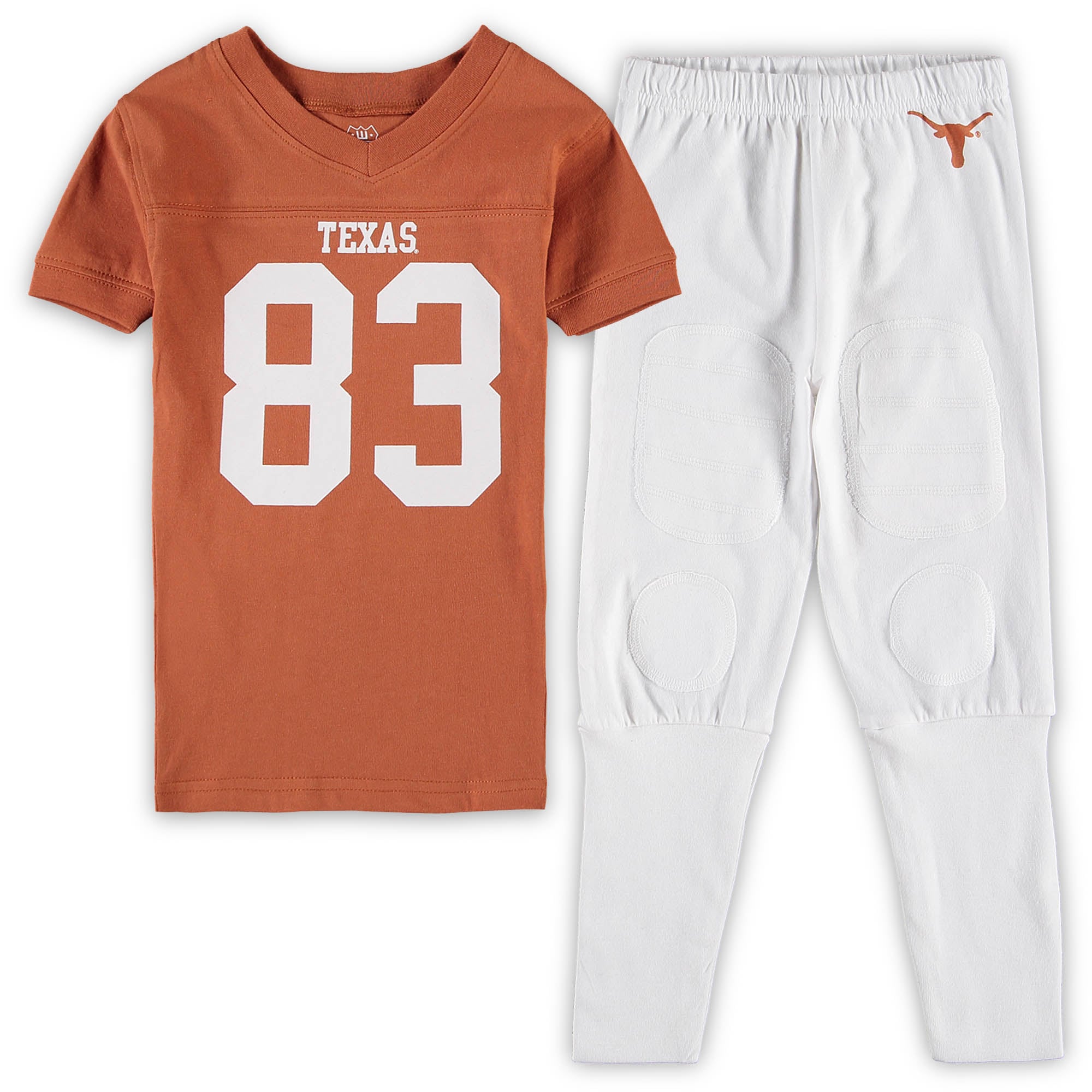 Ensemble pyjama Wes & Willy Texas Orange Longhorns à col en V pour enfants d'âge préscolaire
