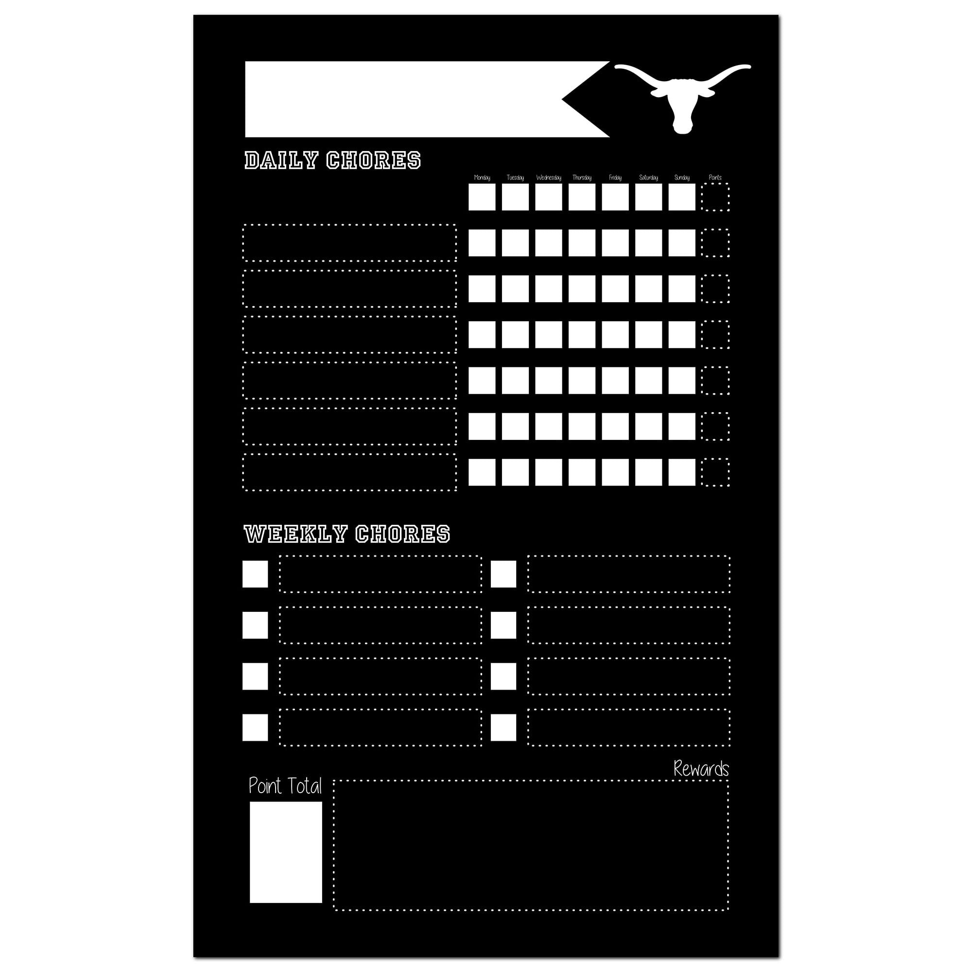 Texas Long Horns Chore Chart