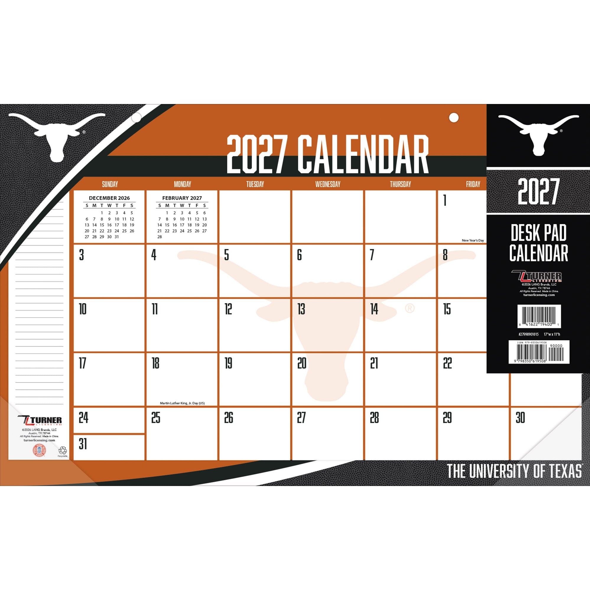 Texas Longhorns 17" x 11" Desk Pad Calendar