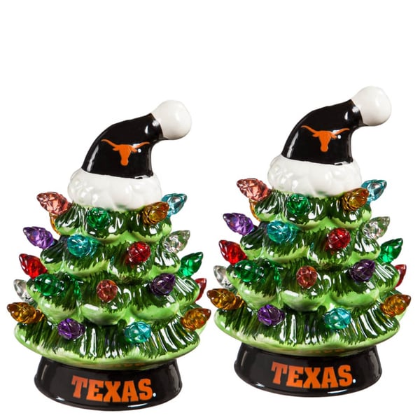 Texas Longhorns 2-Pack 4″ Ceramic LED Christmas Tree Set
