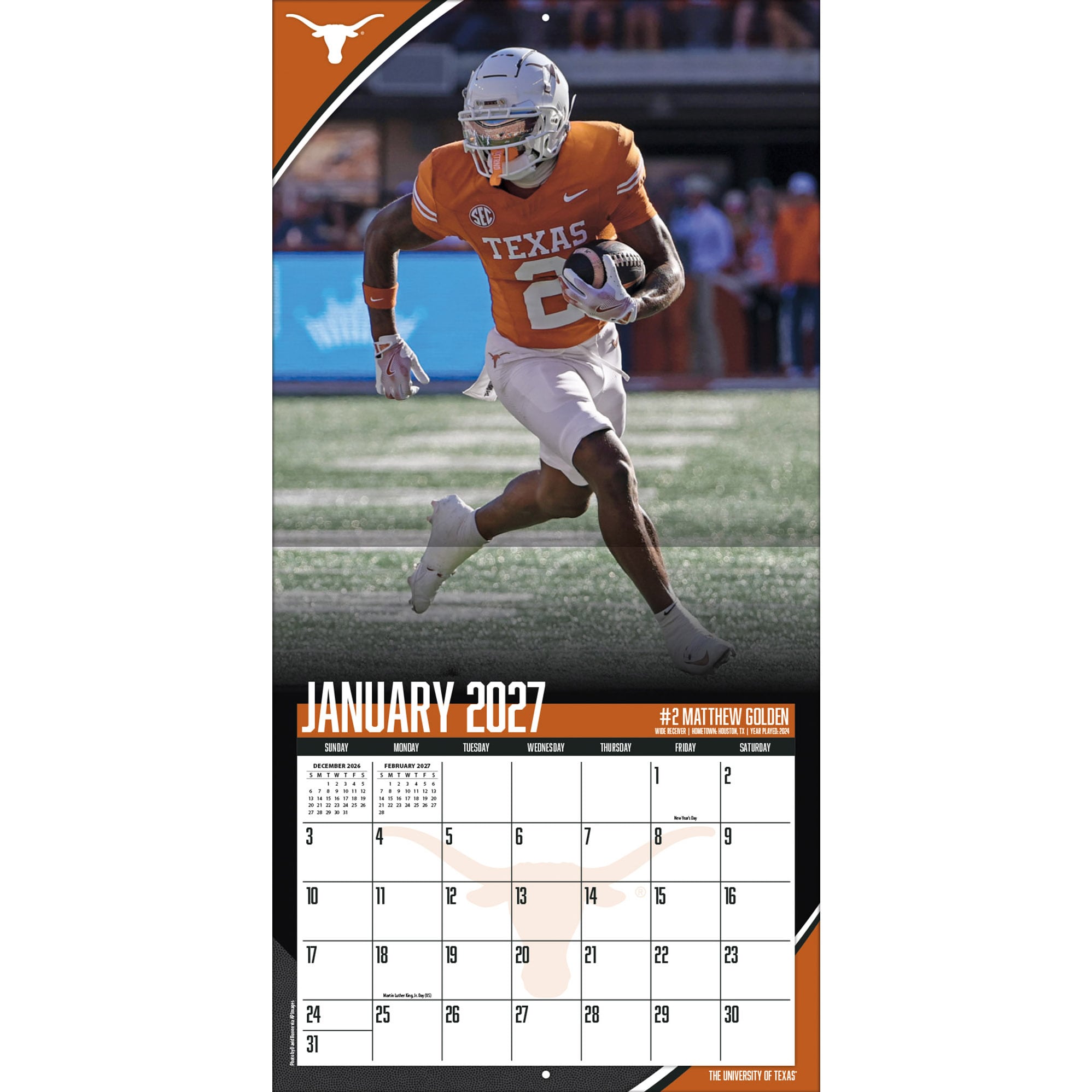 Texas Longhorns 2027 12” x 12” Team Wall Calendar