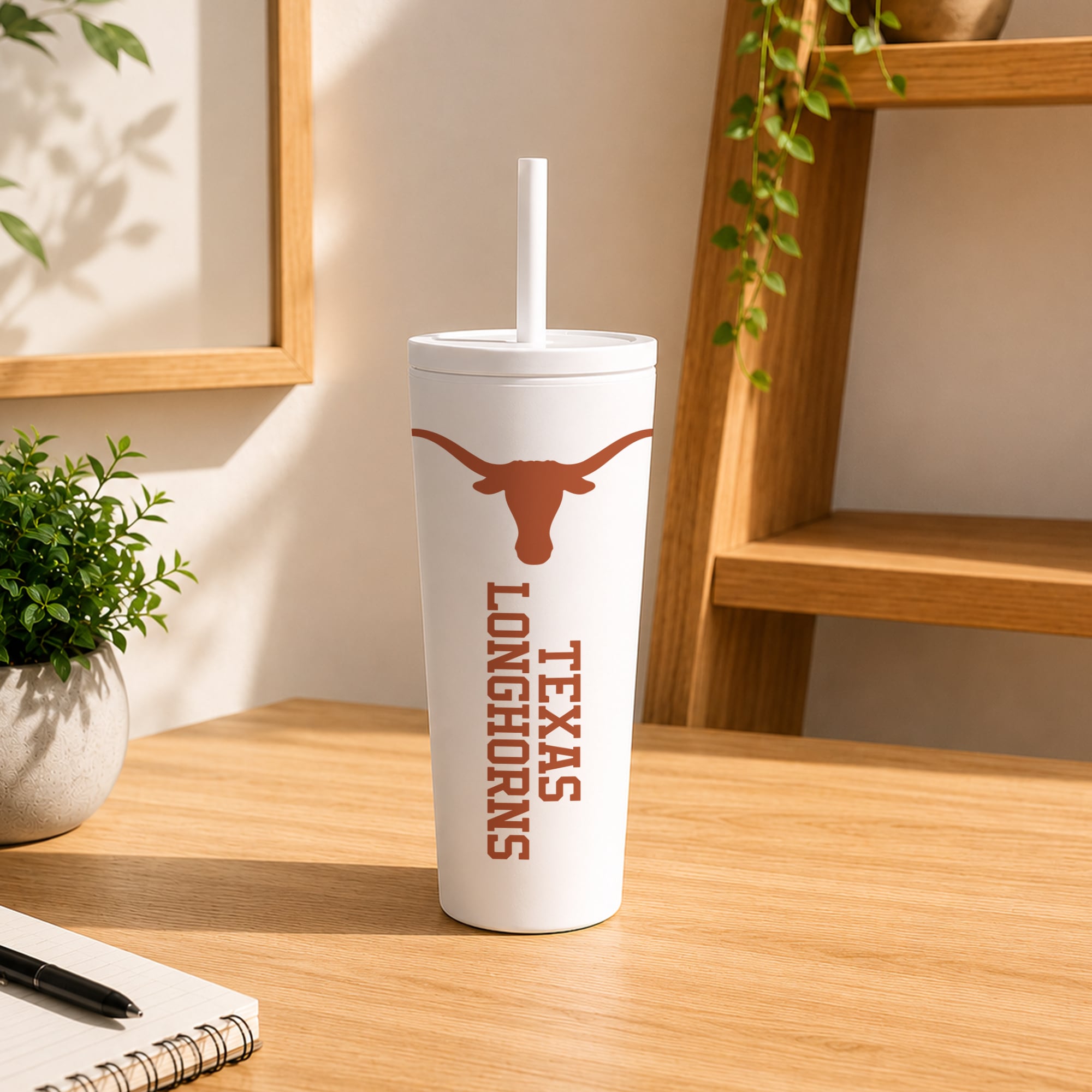 Texas Longhorns 24oz. No Spill Straw Tumbler