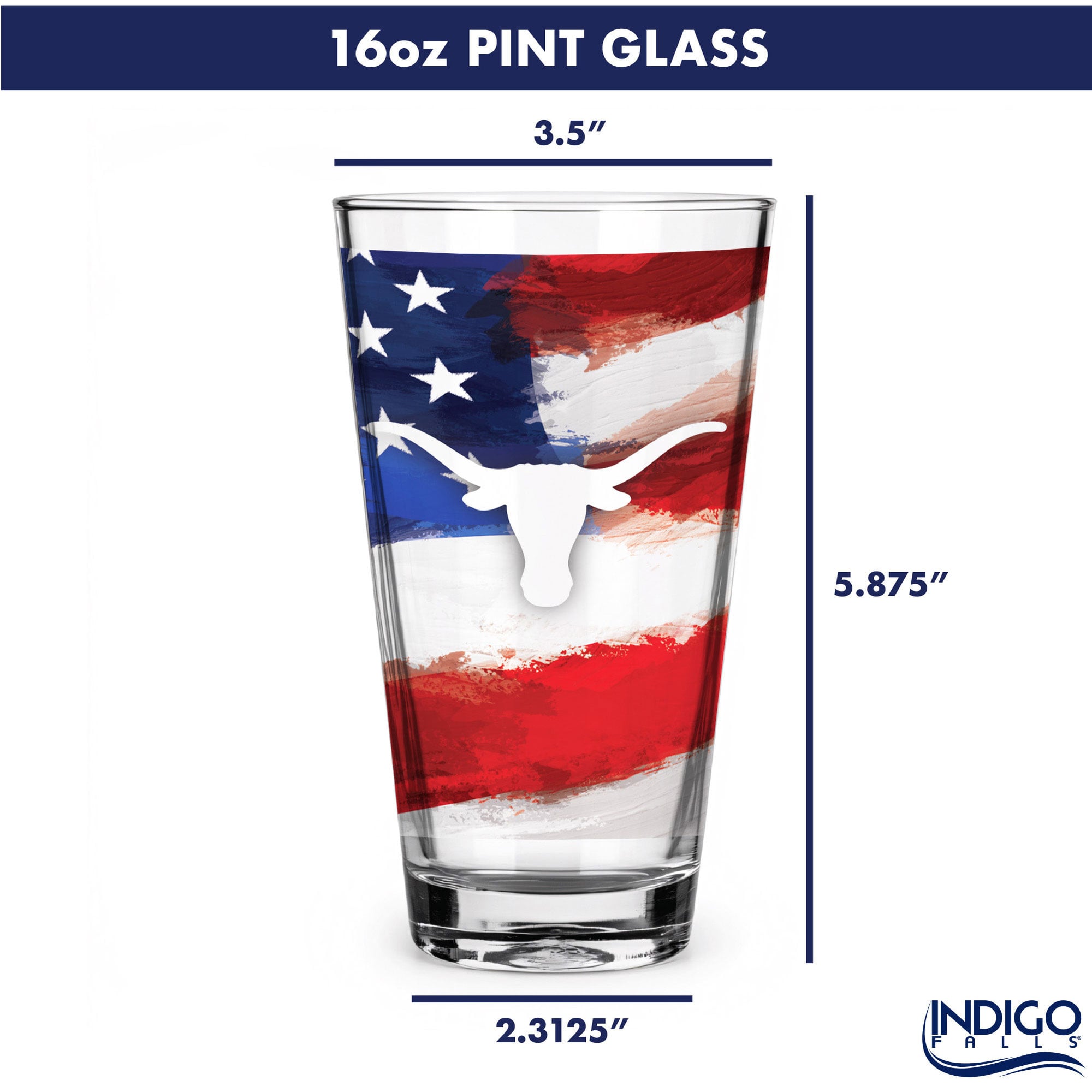 Lot de deux verres à bière de style américain Texas Longhorns de 473 ml (16 oz).