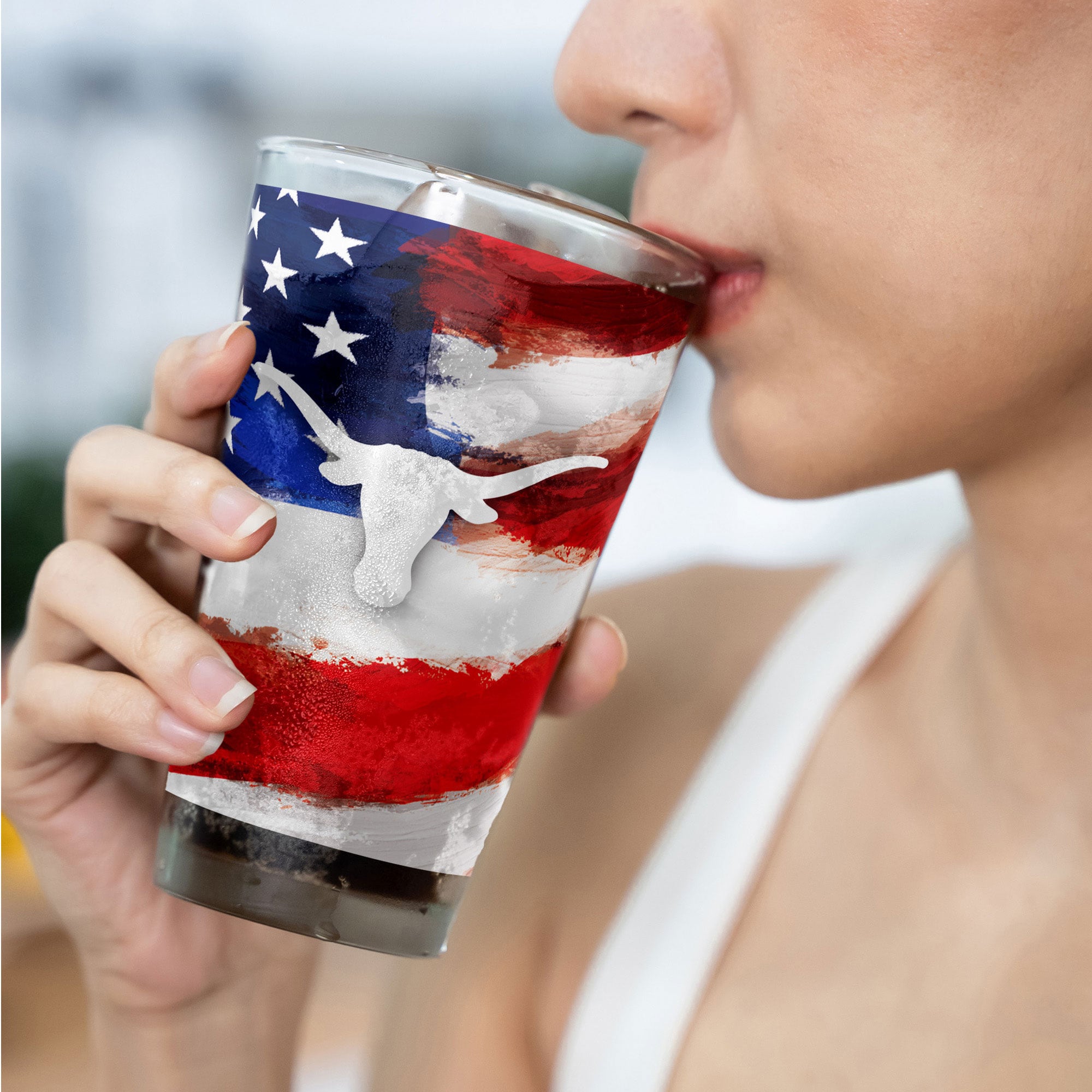 Lot de deux verres à bière de style américain Texas Longhorns de 473 ml (16 oz).