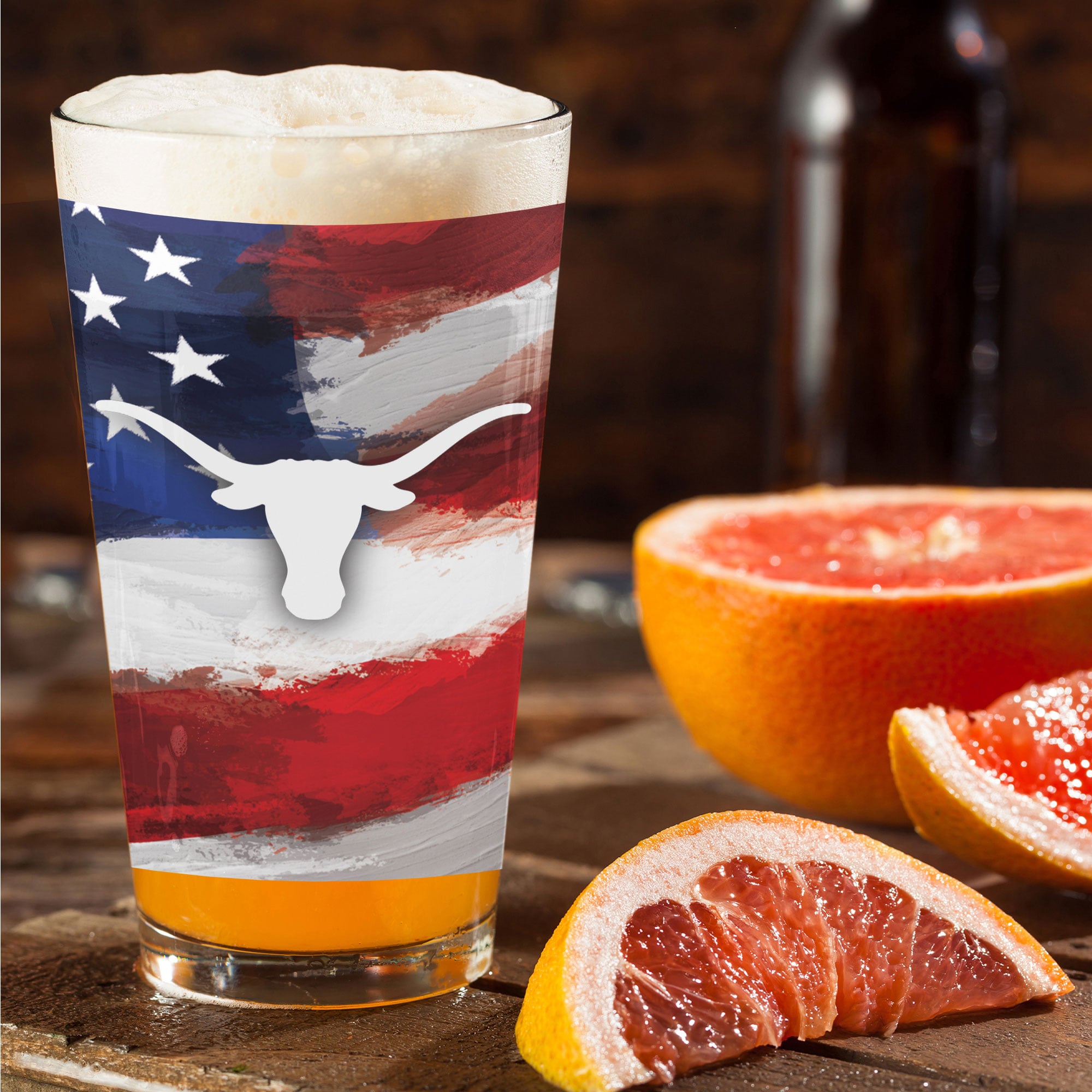 Lot de deux verres à bière de style américain Texas Longhorns de 473 ml (16 oz).