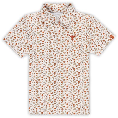 Texas Longhorns Garb Toddler Tom Allover Print Performance Polo - White