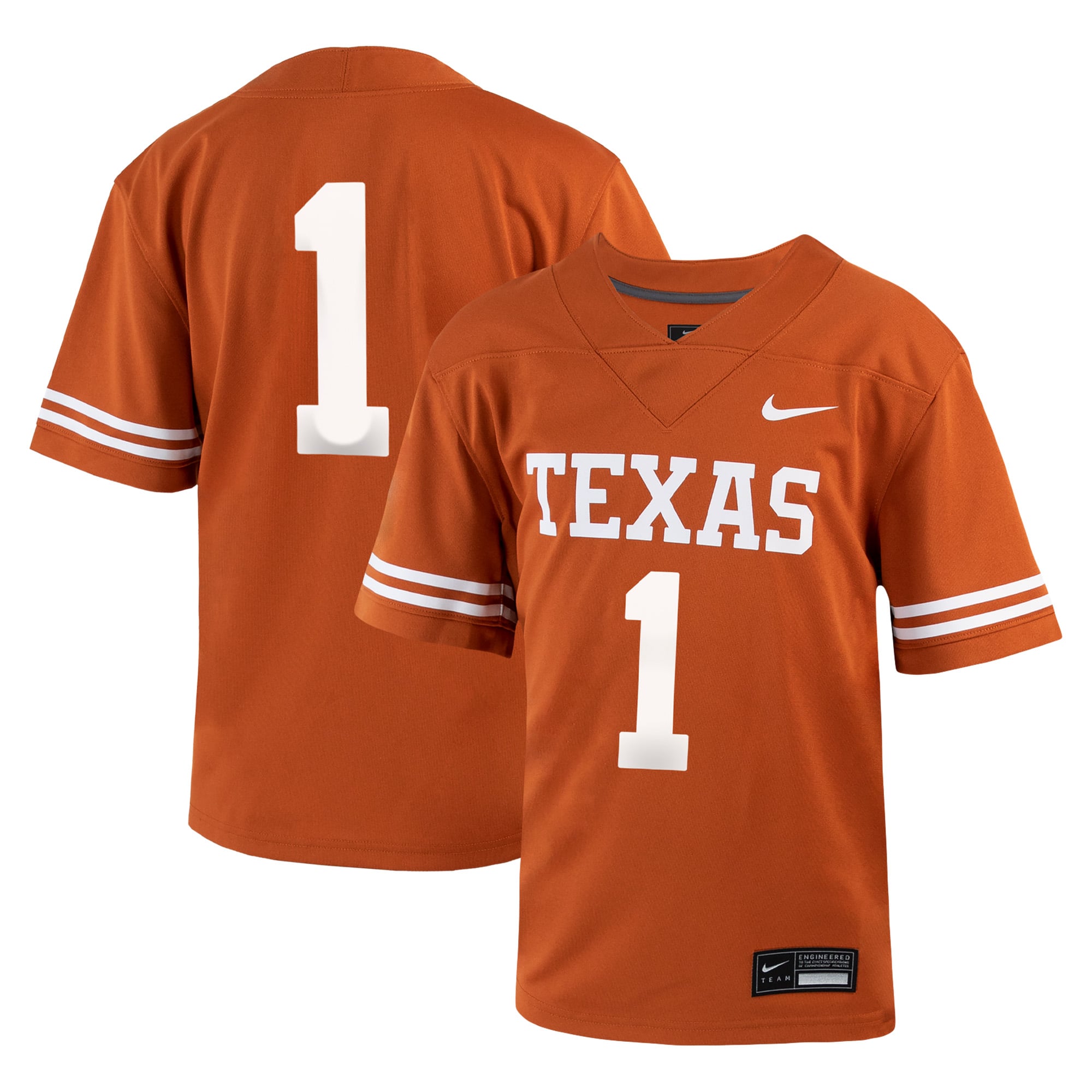 Maillot de football intouchable Nike #1 Texas Orange Longhorns pour tout-petit