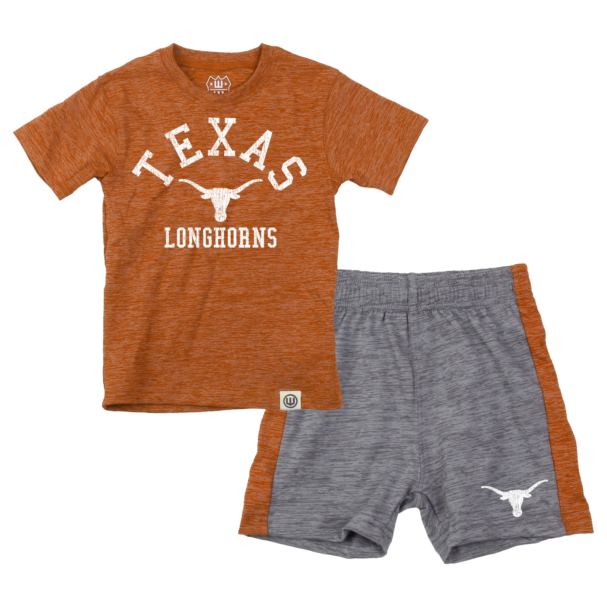 Ensemble t-shirt et short Wes & Willy Texas Orange Longhorns pour tout-petits, en laine nuageuse