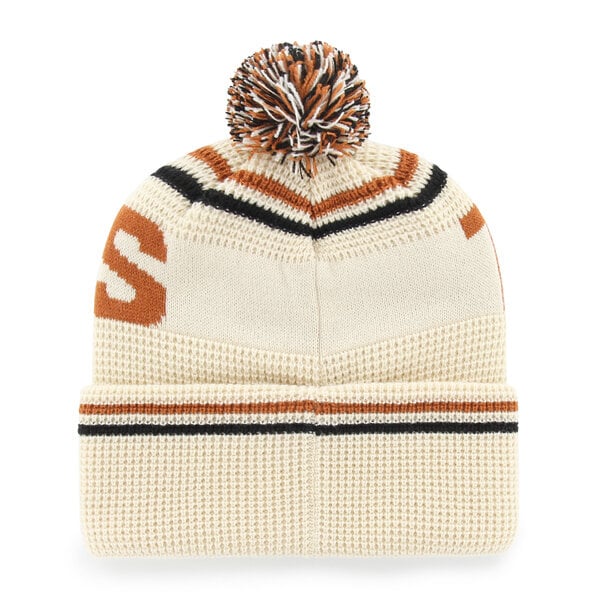 Bonnet unisexe '47 crème Texas Longhorns en maille gaufrée à revers avec pompon