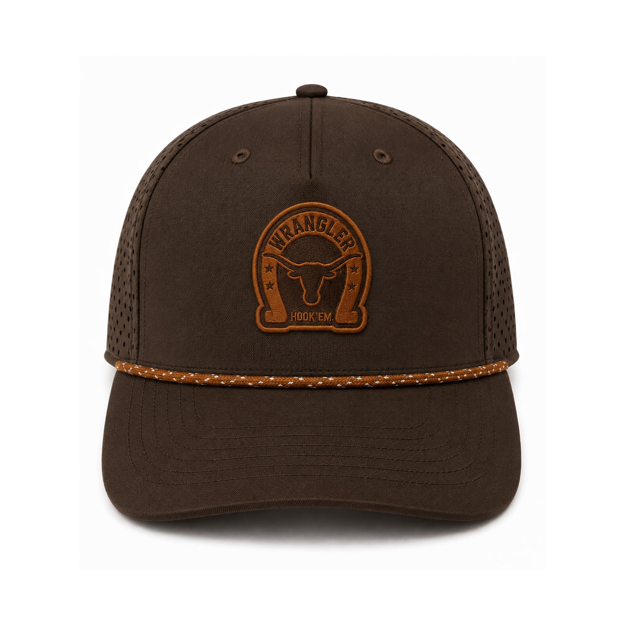 Casquette unisexe Wrangler marron Texas Longhorns à cordon perforé et ajustable