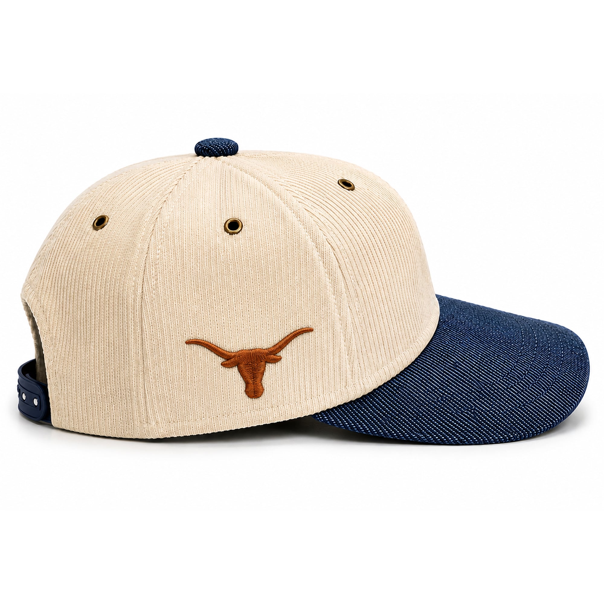 Casquette unisexe X x Wrangler crème/bleue Texas Longhorns en velours côtelé et denim ajustable