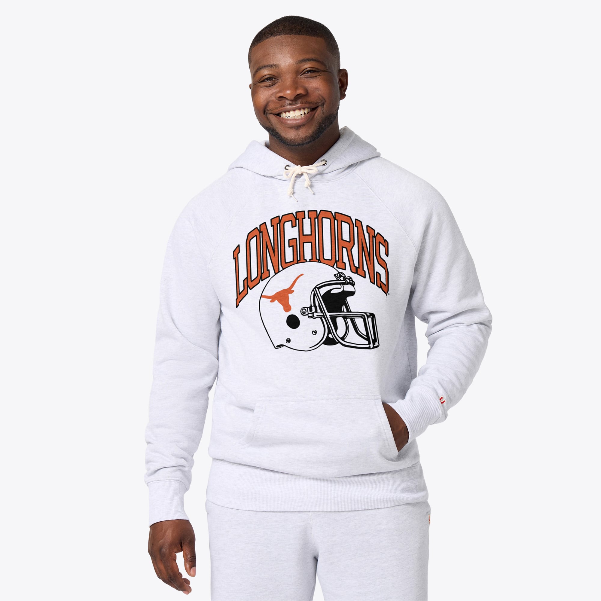 Sweat à capuche unisexe Homage Ash Texas Longhorns Helmet Tri-Blend