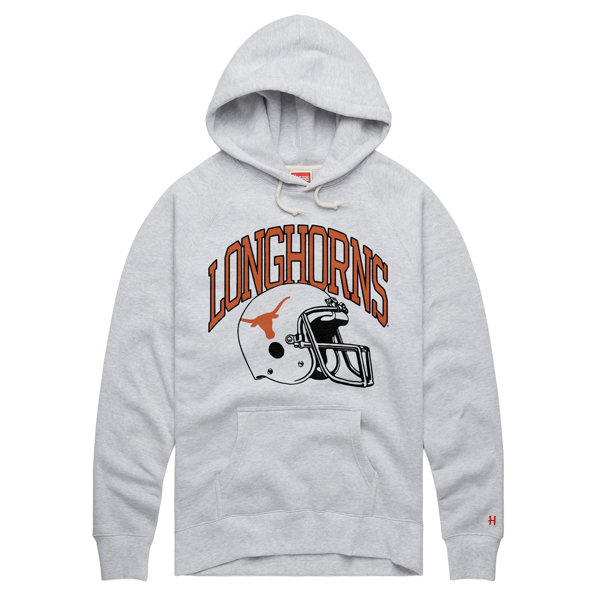 Sweat à capuche unisexe Homage Ash Texas Longhorns Helmet Tri-Blend