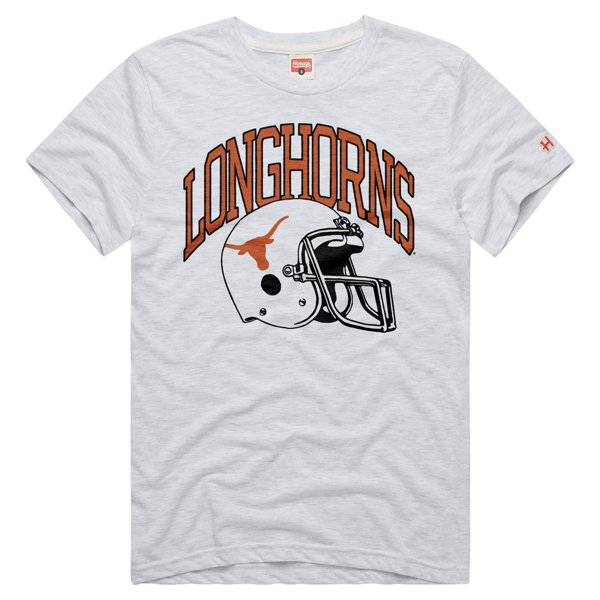 T-shirt unisexe Homage Ash Texas Longhorns Helmet Tri-Blend