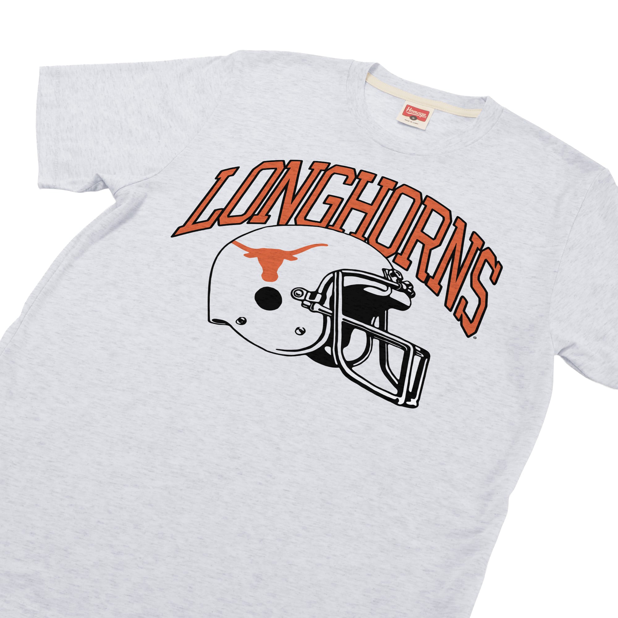 T-shirt unisexe Homage Ash Texas Longhorns Helmet Tri-Blend