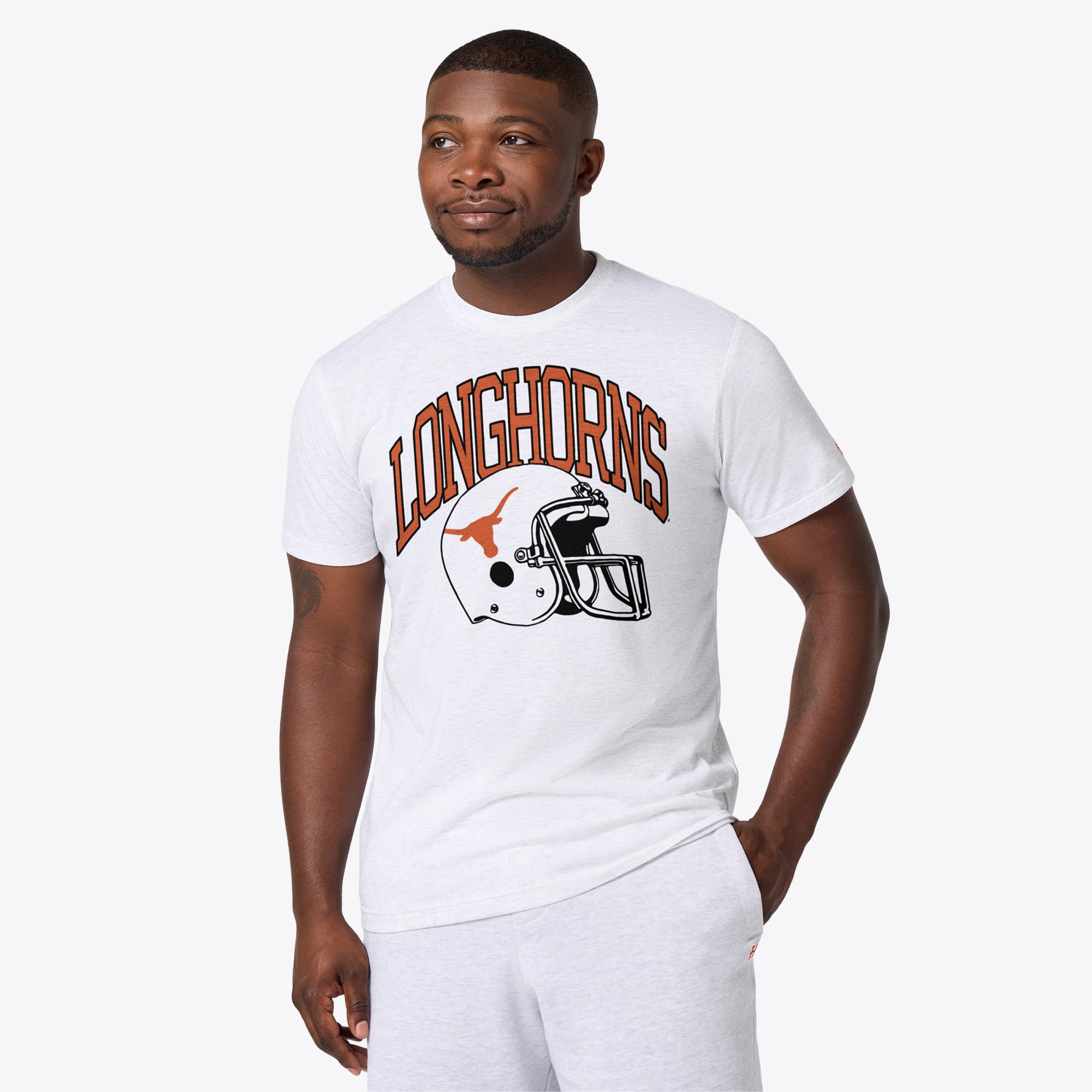 T-shirt unisexe Homage Ash Texas Longhorns Helmet Tri-Blend