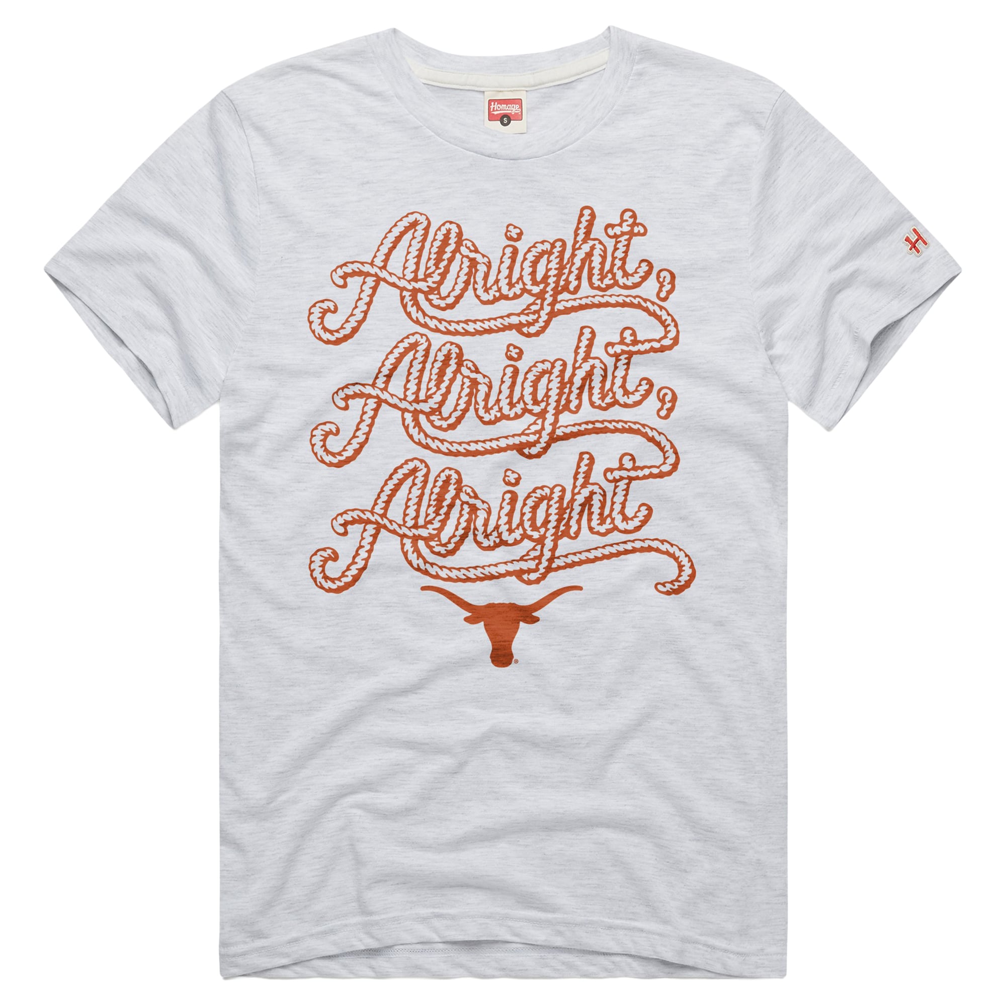 T-shirt unisexe Homage Ash Texas Longhorns Script Alright Tri-Blend