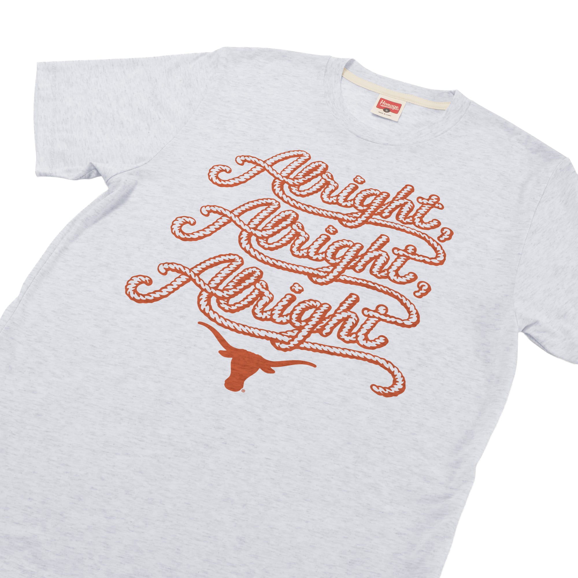 T-shirt unisexe Homage Ash Texas Longhorns Script Alright Tri-Blend