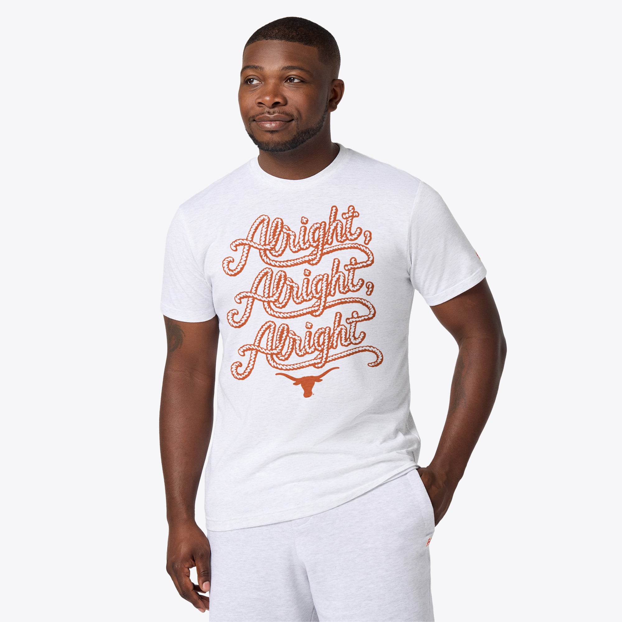 T-shirt unisexe Homage Ash Texas Longhorns Script Alright Tri-Blend