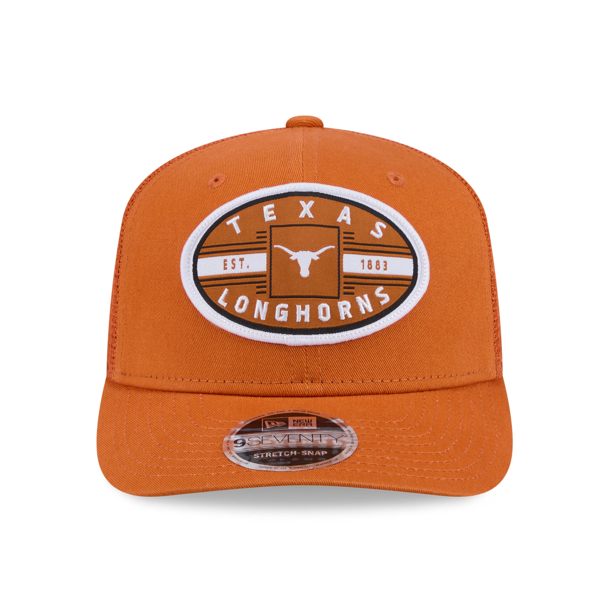 Casquette trucker unisexe New Era Texas Orange Texas Longhorns Inline Patch 9SEVENTY, ajustable