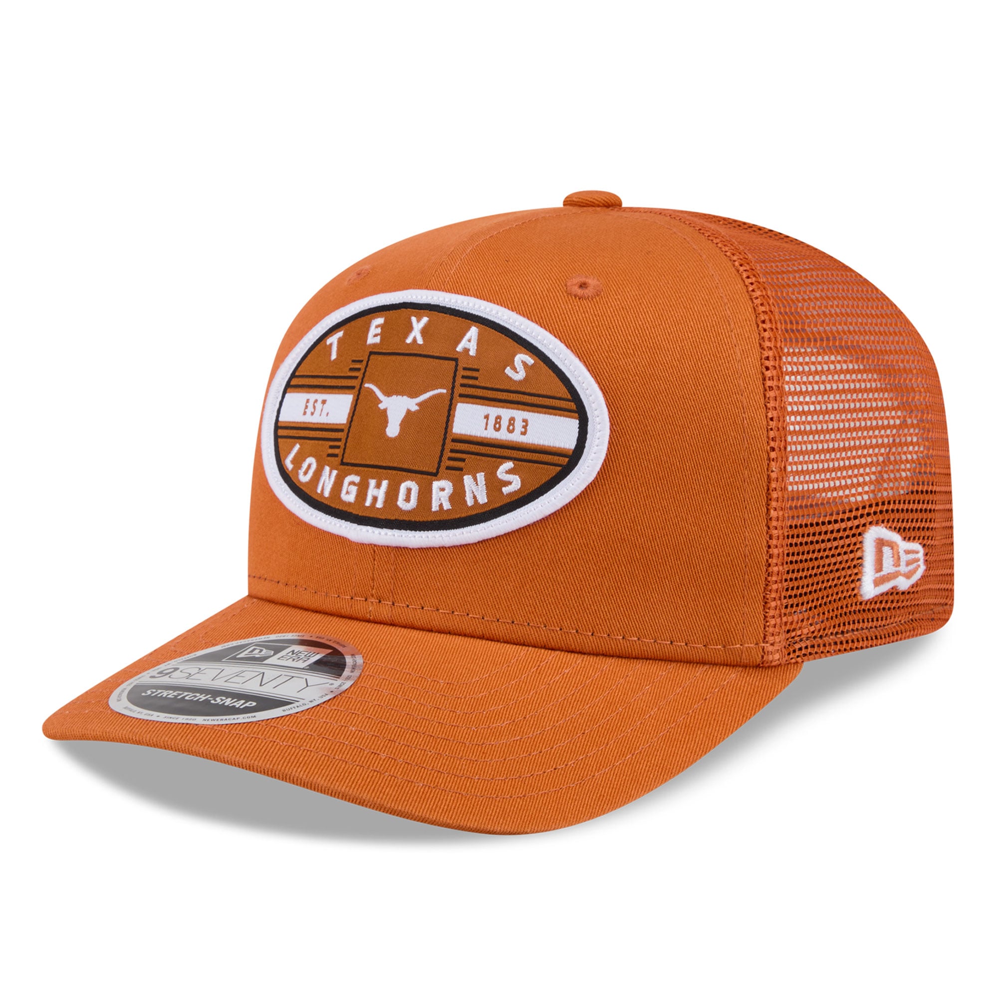 Casquette trucker unisexe New Era Texas Orange Texas Longhorns Inline Patch 9SEVENTY, ajustable