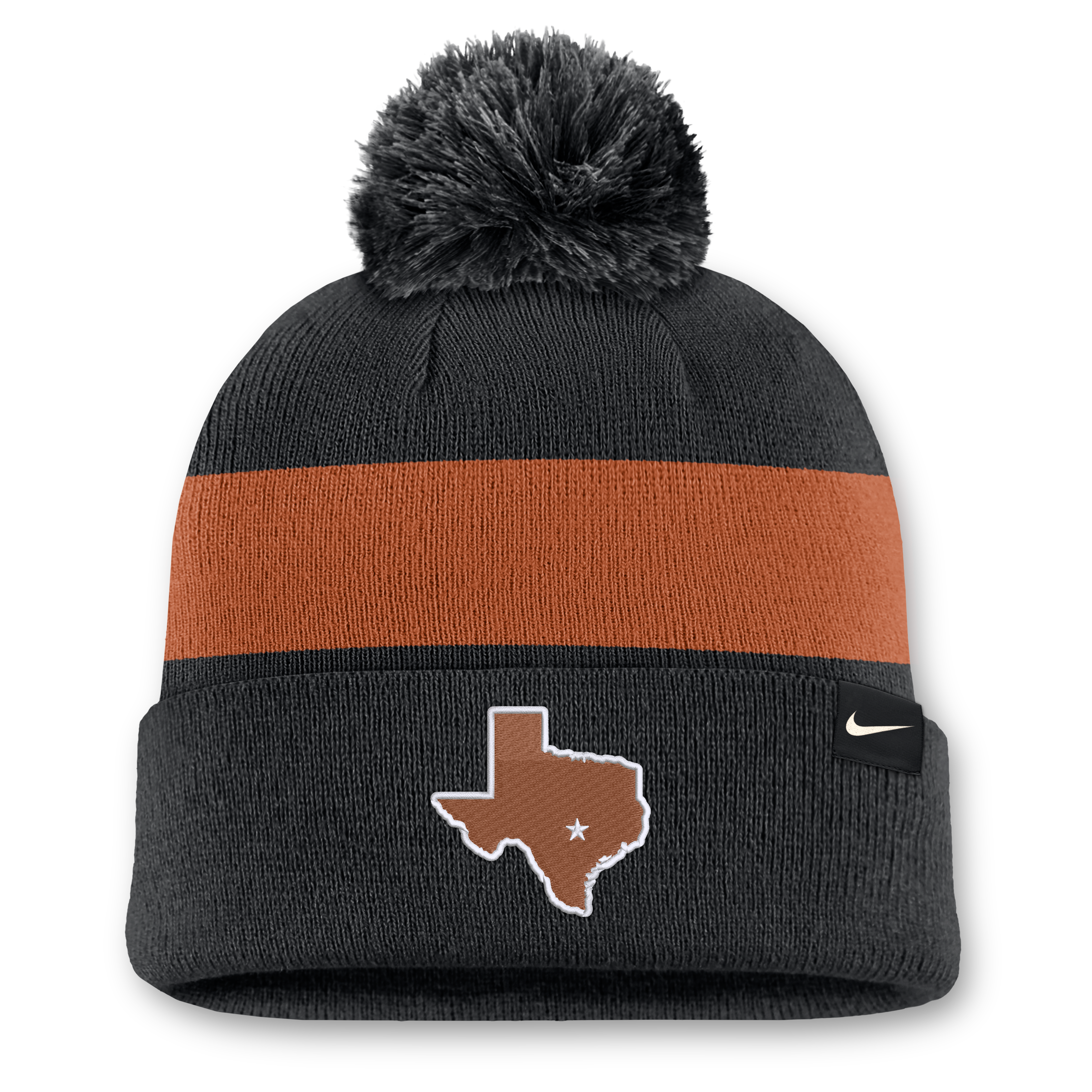 Bonnet unisexe Nike noir Texas Longhorns Primetime Stripe à revers et pompon