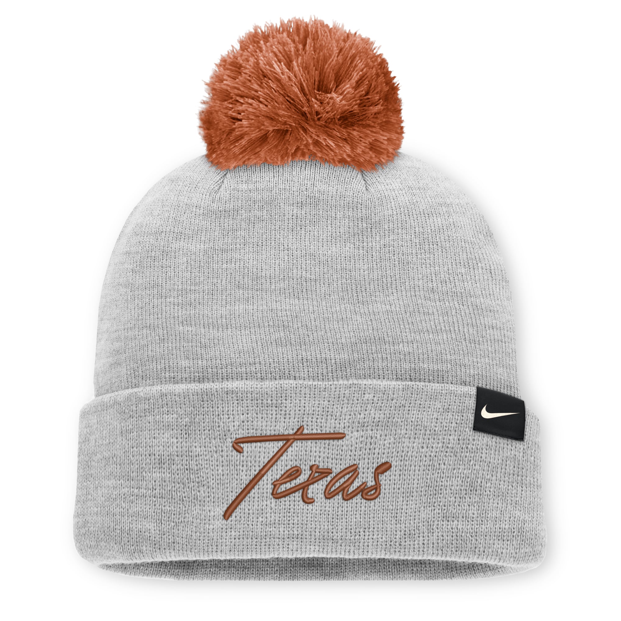 Bonnet unisexe Nike gris chiné Texas Longhorns Primetime Script à revers et pompon