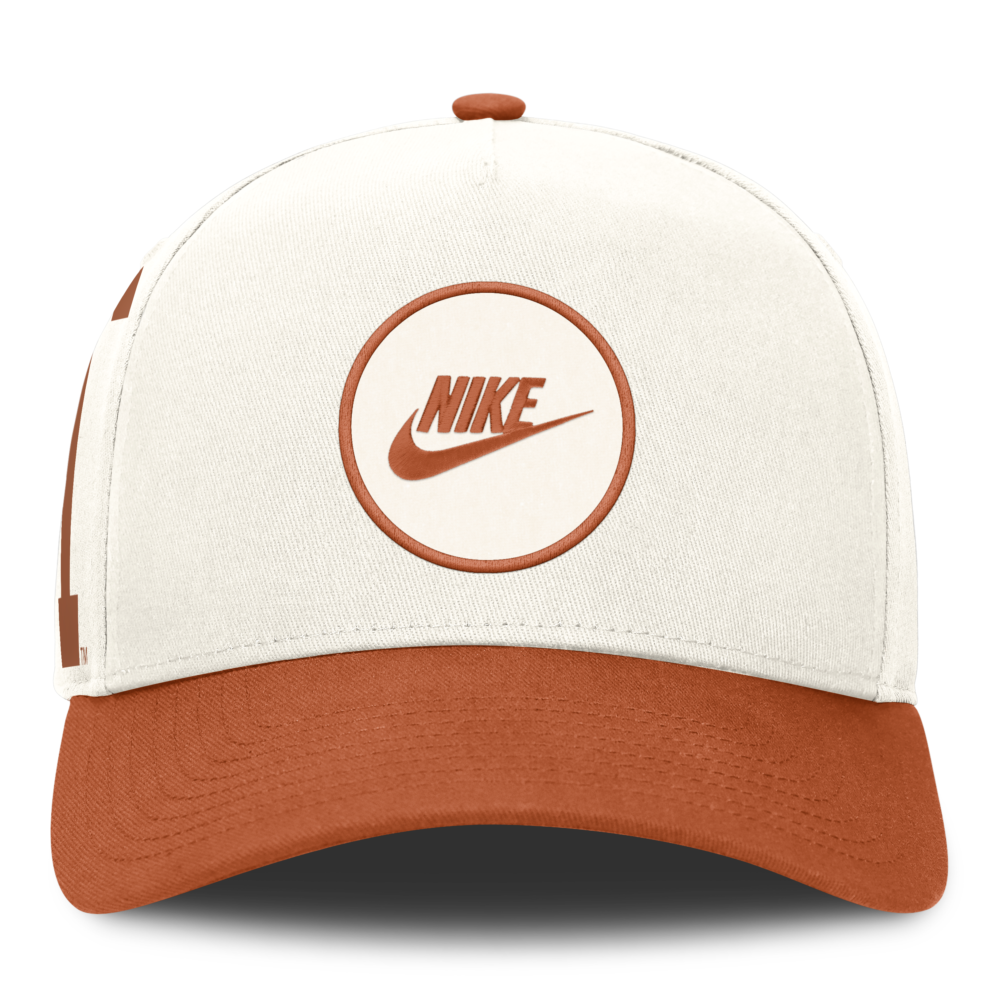 Casquette unisexe Nike blanche/orange Texas Longhorns Rise avec logo latéral en A et technologie Dri-FIT ajustable