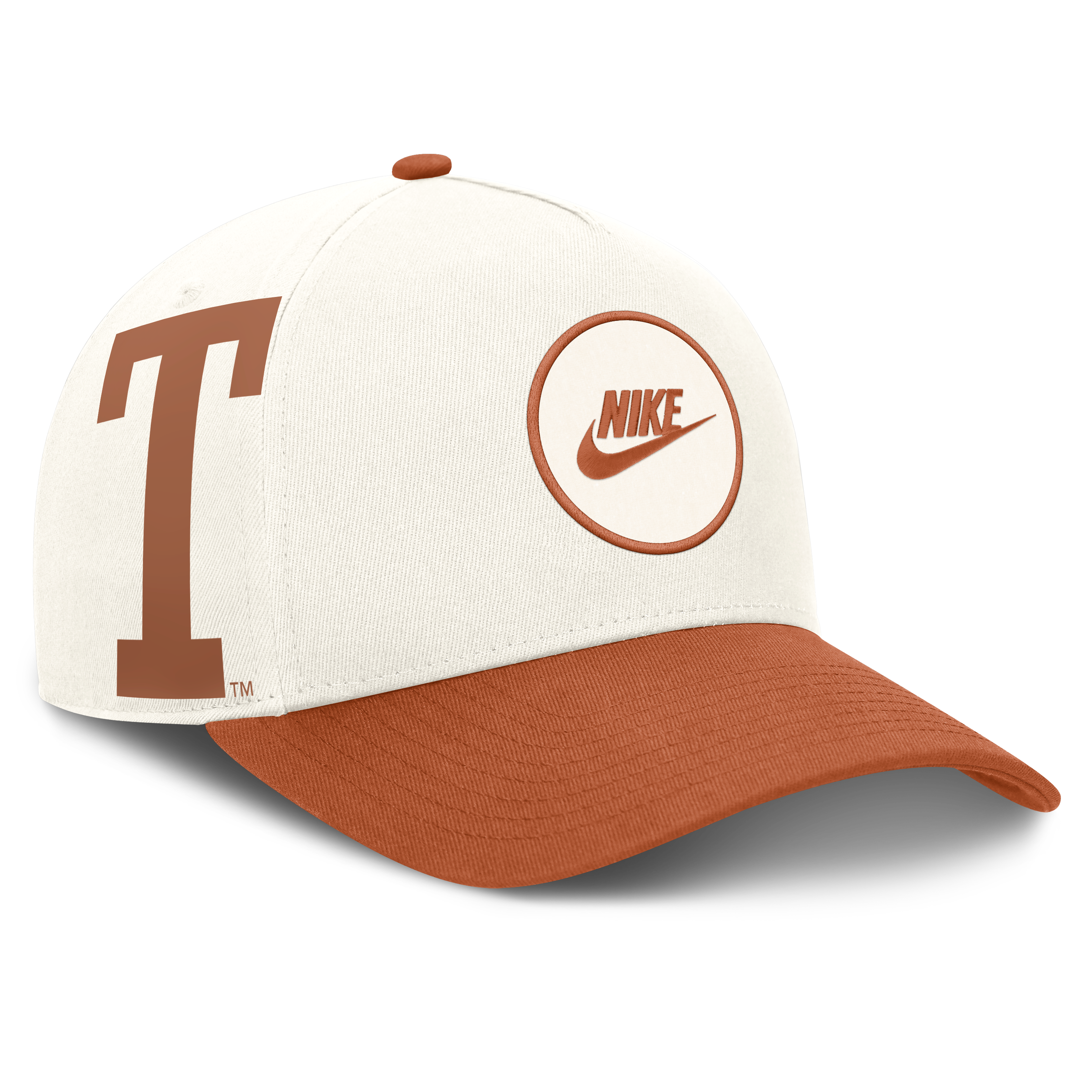 Casquette unisexe Nike blanche/orange Texas Longhorns Rise avec logo latéral en A et technologie Dri-FIT ajustable
