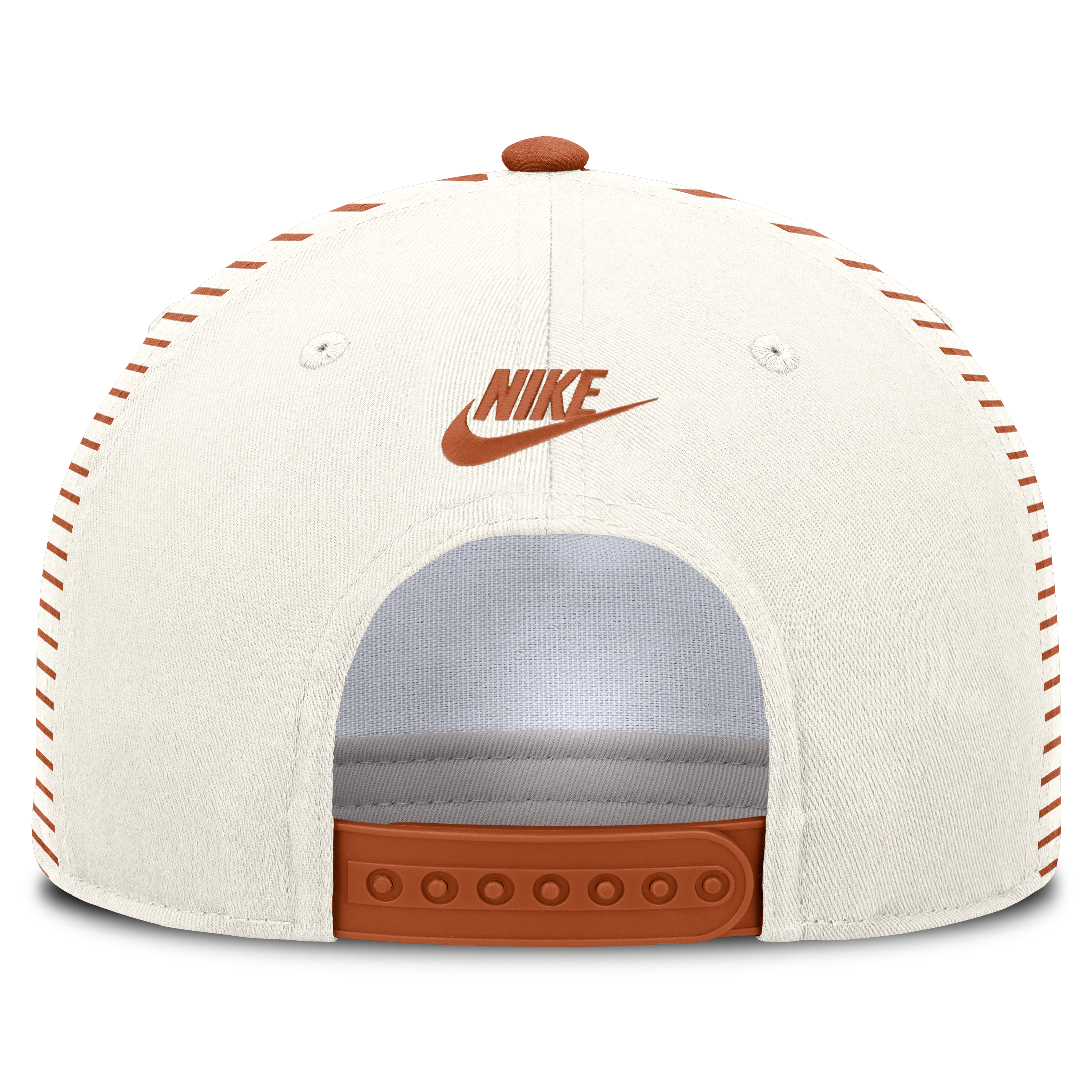 Casquette unisexe Nike Vault rayée blanche/orange Texas Longhorns, style Vault, à taille ajustable.
