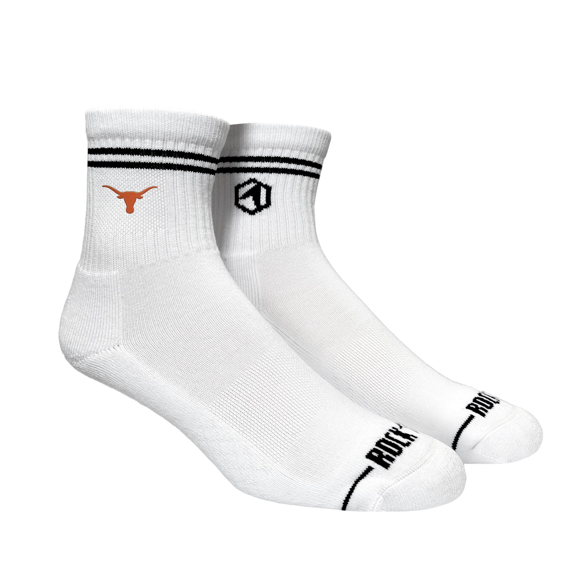 Chaussettes unisexes Rock Em Socks Texas Longhorns à rayures décontractées mi-longues